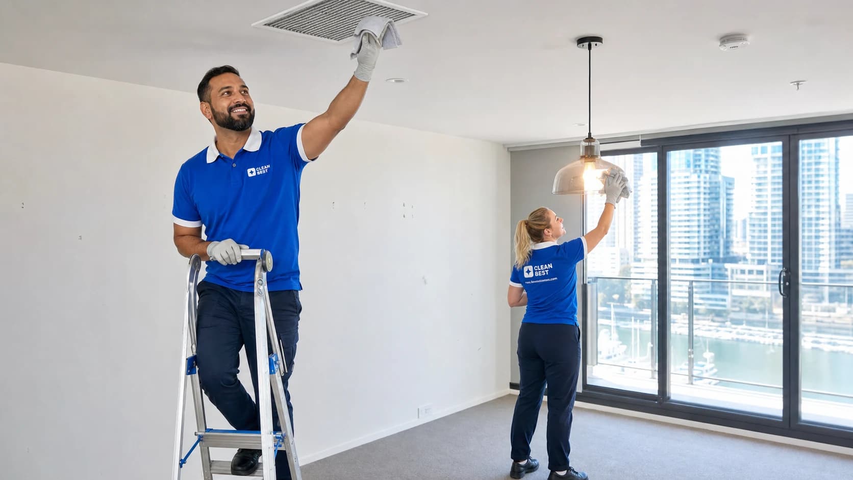 Clean Best cleaner detailing an empty rental kitchen for a bond clean in Penrith NSW