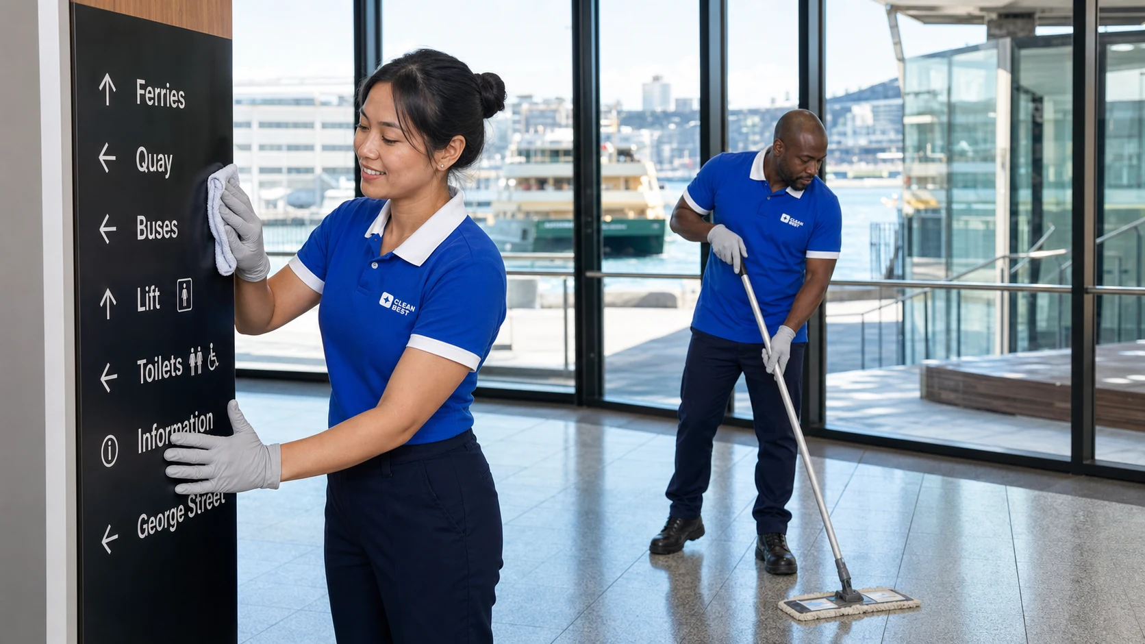Clean Best commercial cleaner working through a business premises after hours in Penrith NSW